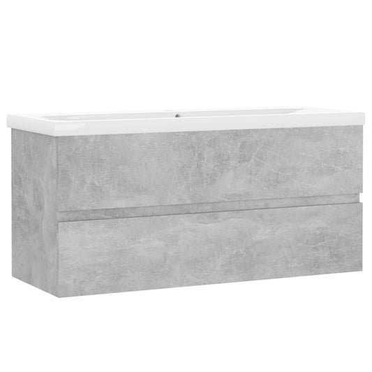 vidaXL Sink Cabinet with Built-in Basin Concrete Grey Engineered Wood