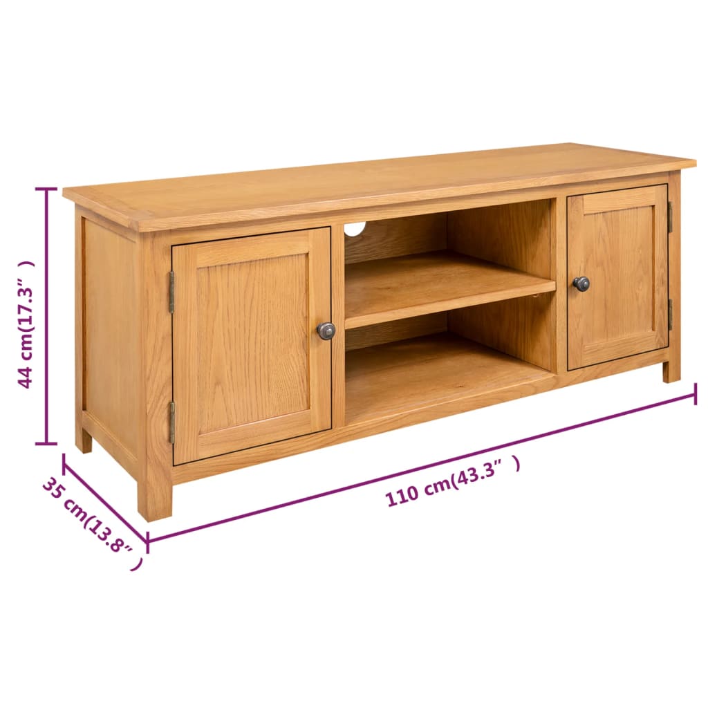 vidaXL TV Cabinet 110x35x44 cm Solid Oak Wood