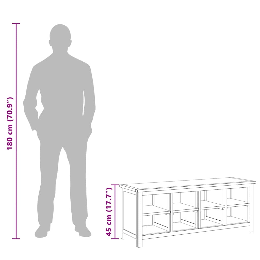 vidaXL Shoe Rack 114x37x45 cm Solid Oak Wood