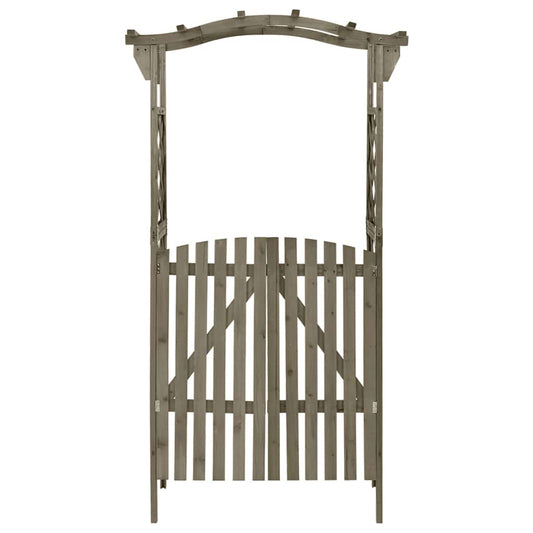 316393 vidaXL Pergola with Gate 116x40x204 cm Grey Solid Firwood