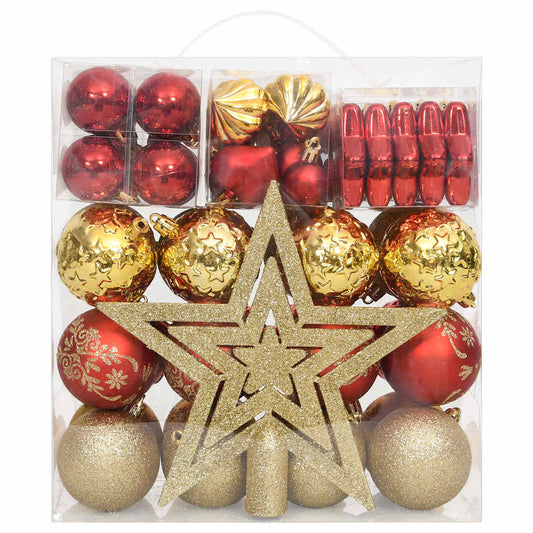 330088 vidaXL 70 Piece Christmas Bauble Set Gold and Red
