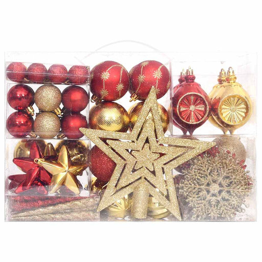 330091 vidaXL 108 Piece Christmas Bauble Set Gold and Red