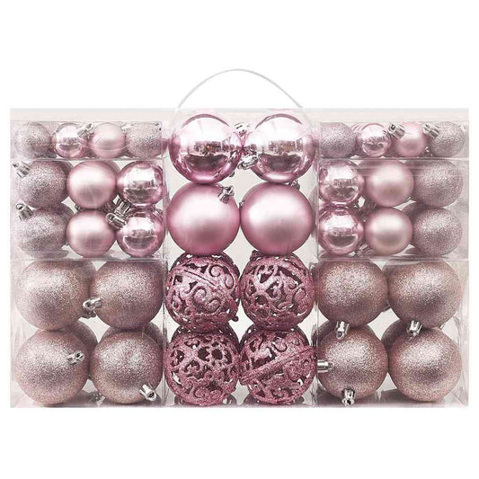 330084 vidaXL 100 Piece Christmas Ball Set Pink