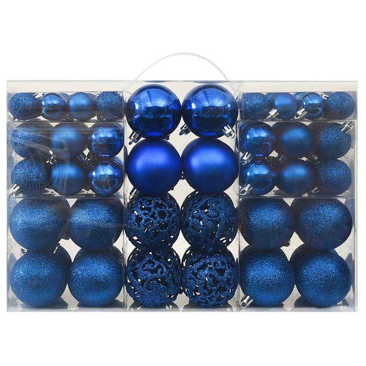 vidaXL 100 Piece Christmas Ball Set Blue