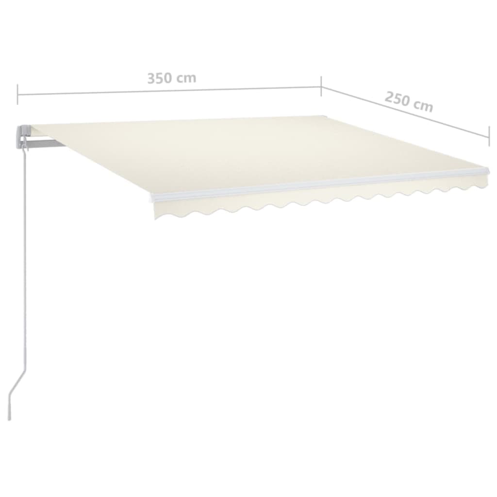 vidaXL Manual Retractable Awning with LED 350x250 cm Cream