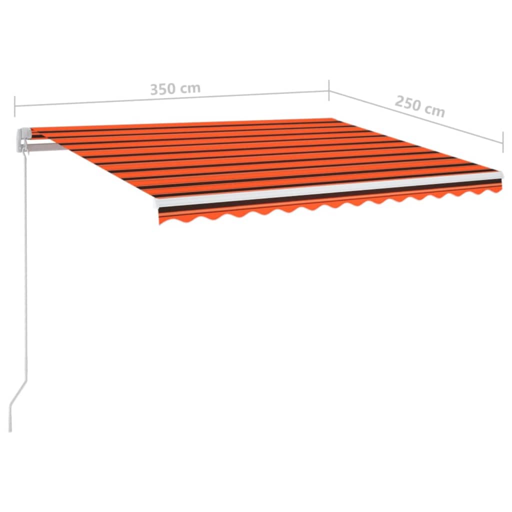 vidaXL Manual Retractable Awning with LED 350x250 cm Orange and Brown