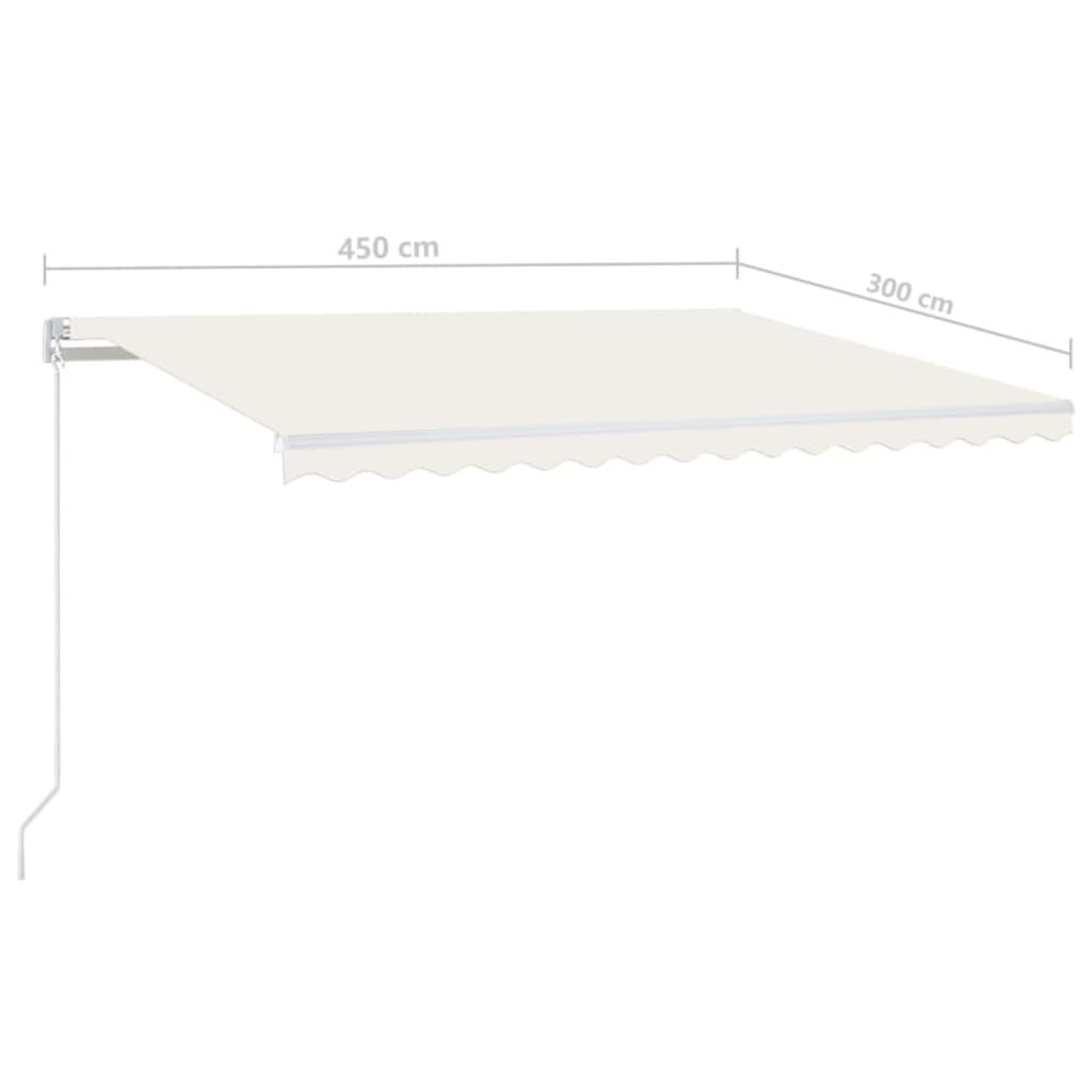 vidaXL Manual Retractable Awning with LED 450x300 cm Cream