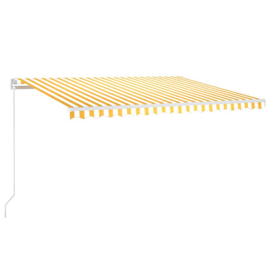 vidaXL Manual Retractable Awning with LED 450x300 cm Yellow and White