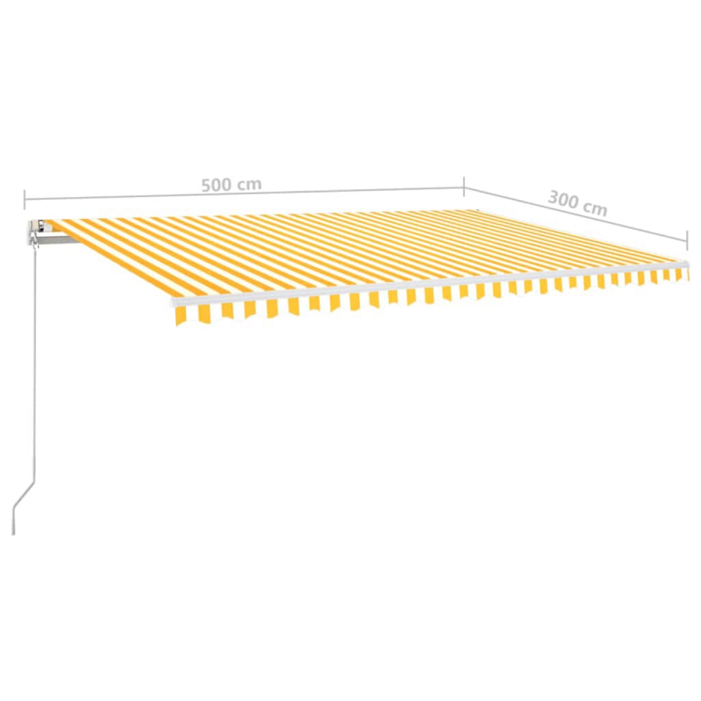 vidaXL Manual Retractable Awning with LED 500x300 cm Yellow and White