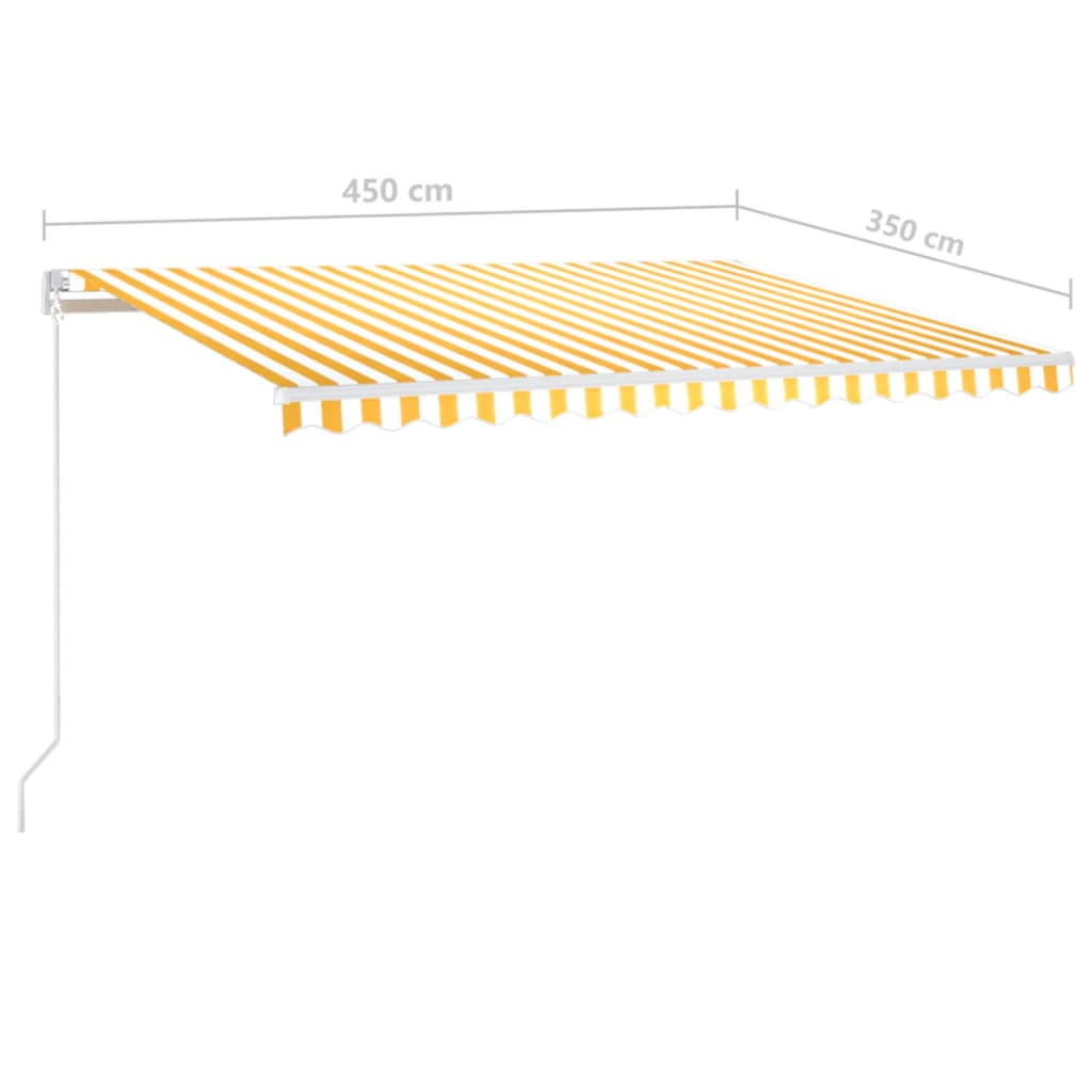 vidaXL Manual Retractable Awning with LED 450x350 cm Yellow and White