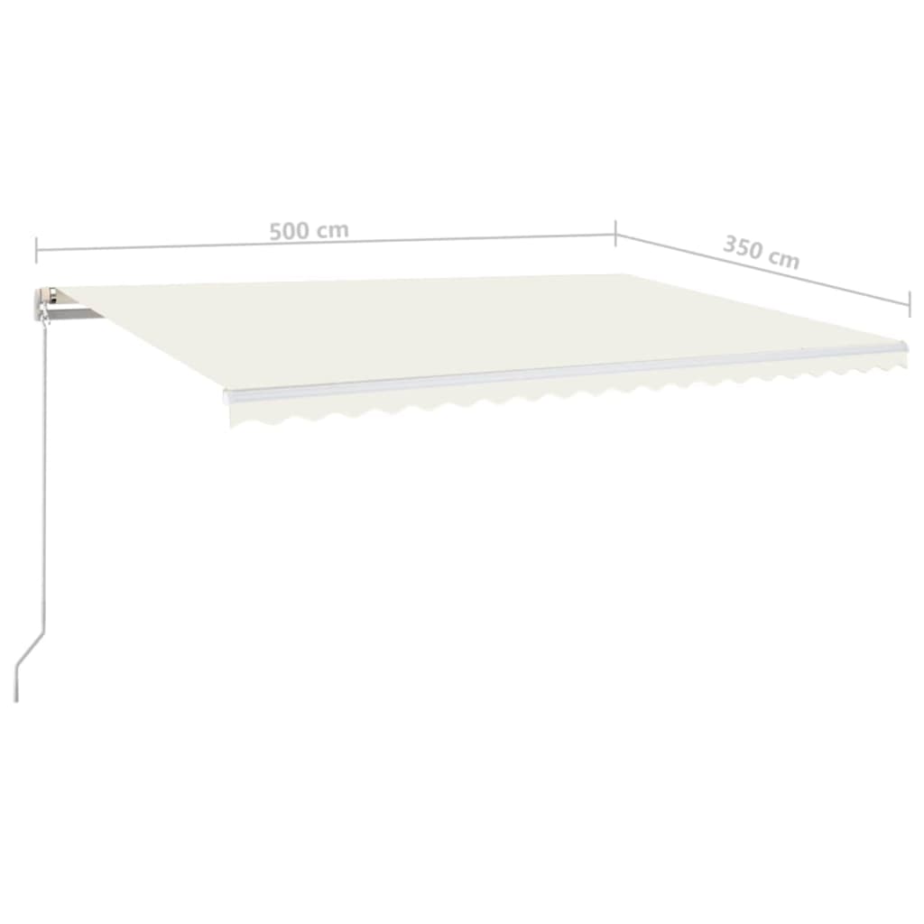 3069017 vidaXL Manual Retractable Awning 500x350 cm Cream (313197+313172)