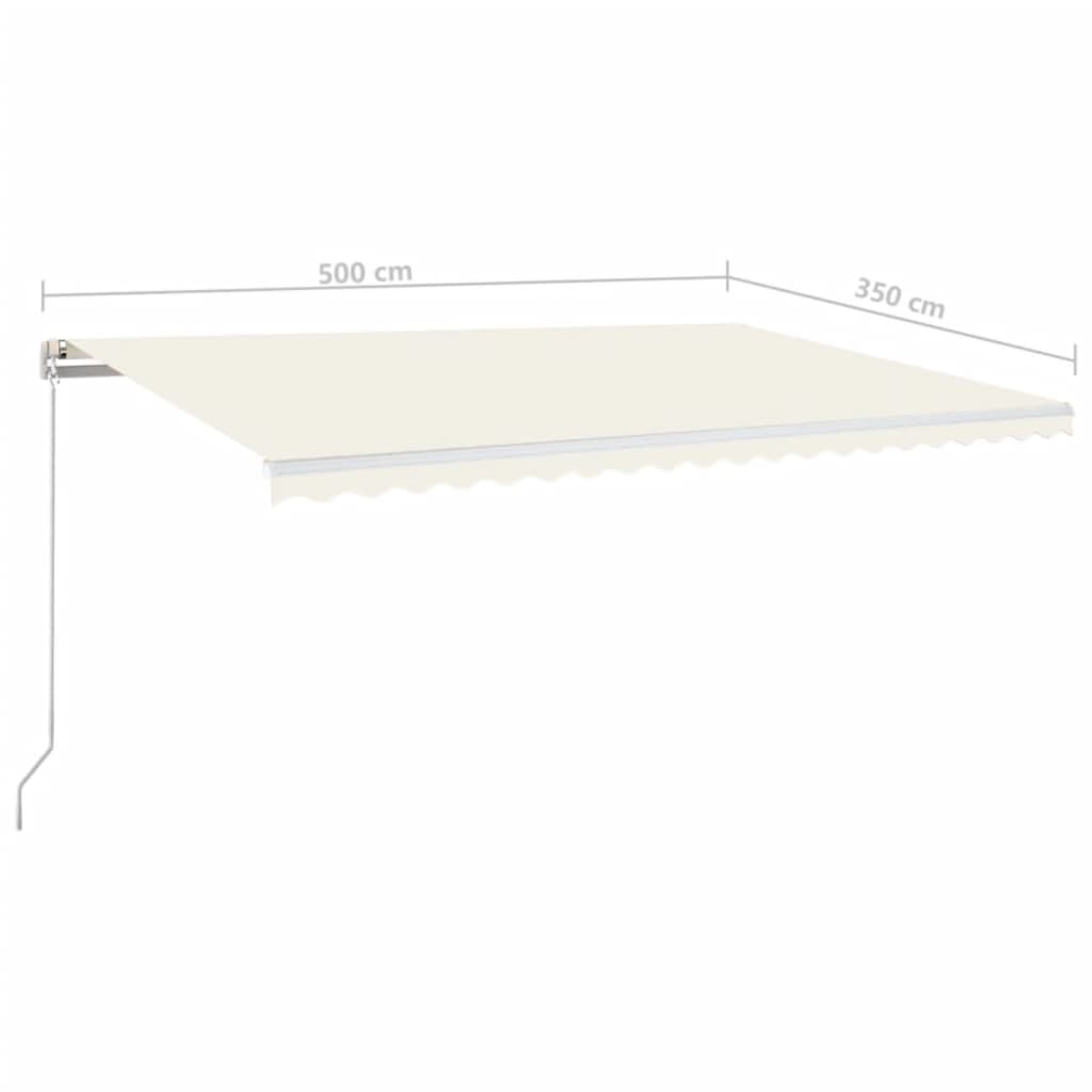 3069022 vidaXL Manual Retractable Awning with LED 500x350 cm Cream (313207+313172)