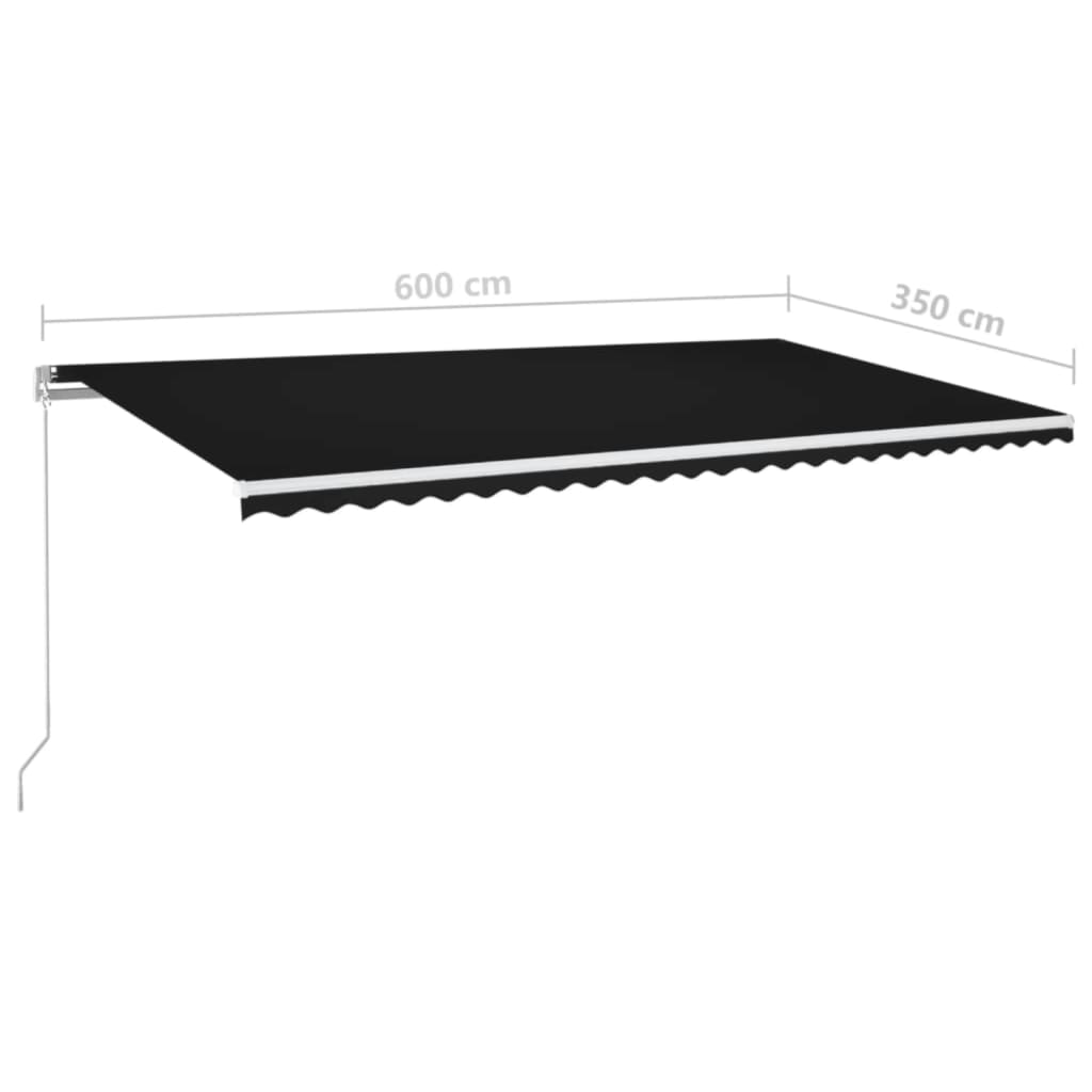 vidaXL Manual Retractable Awning 600x350 cm Anthracite