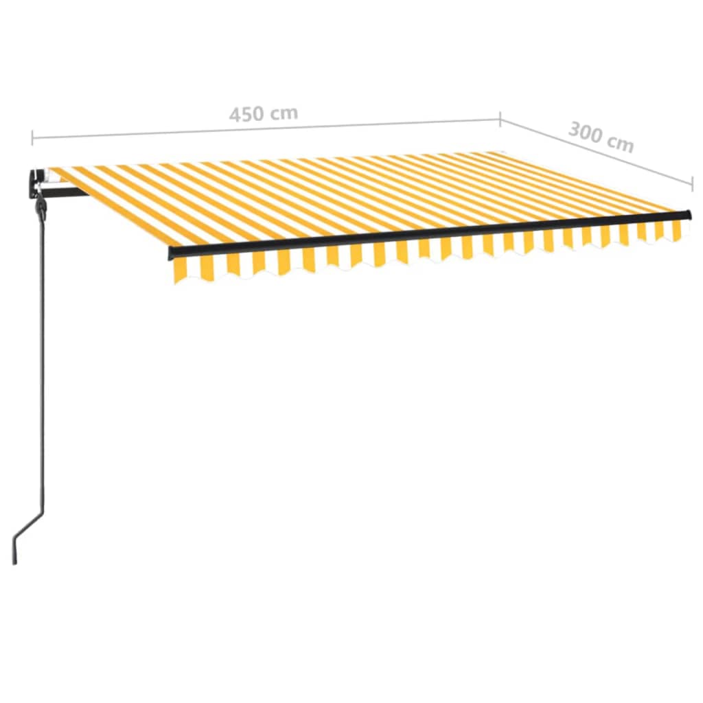 vidaXL Manual Retractable Awning 450x300 cm Yellow and White