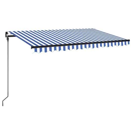 vidaXL Manual Retractable Awning with LED 450x300 cm Blue and White