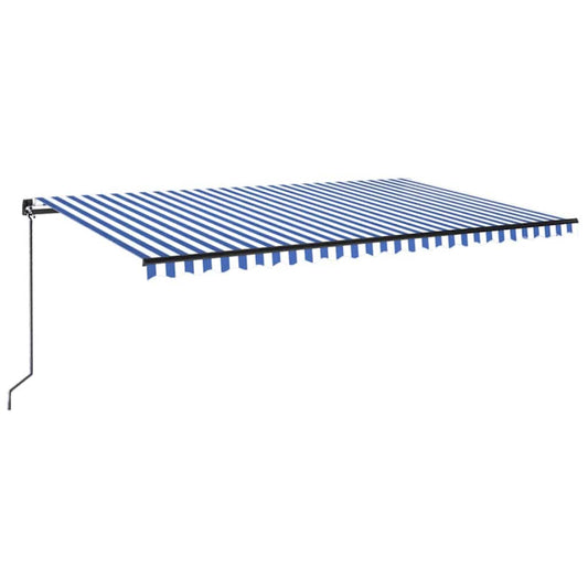vidaXL Manual Retractable Awning with LED 500x300 cm Blue and White