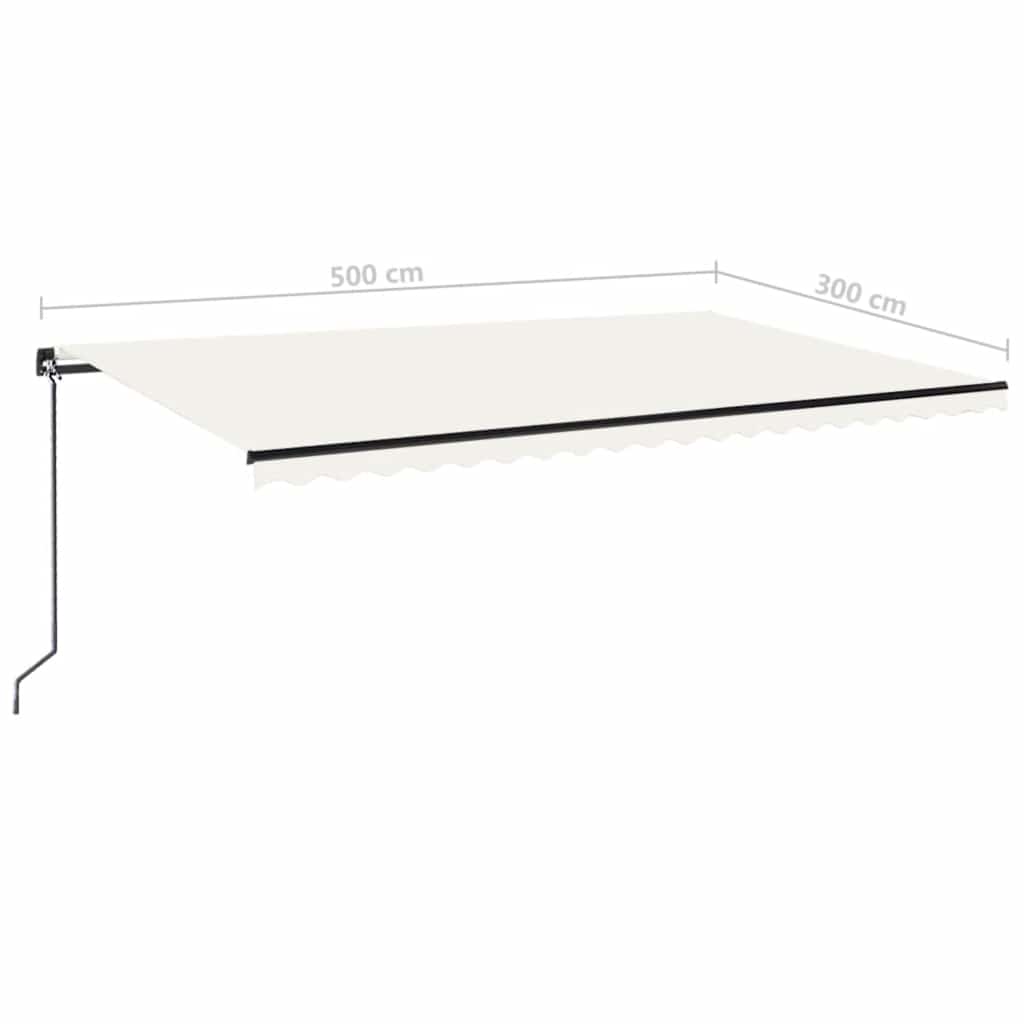 vidaXL Manual Retractable Awning with LED 500x300 cm Cream