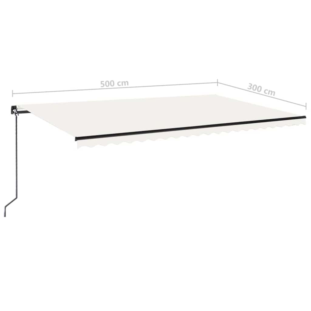 vidaXL Manual Retractable Awning with LED 500x300 cm Cream
