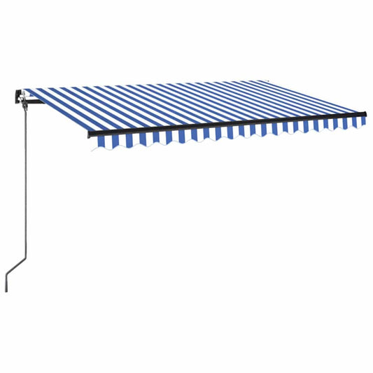 vidaXL Manual Retractable Awning 400x350 cm Blue and White