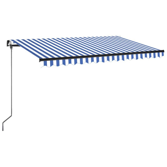 vidaXL Manual Retractable Awning with LED 400x350 cm Blue and White