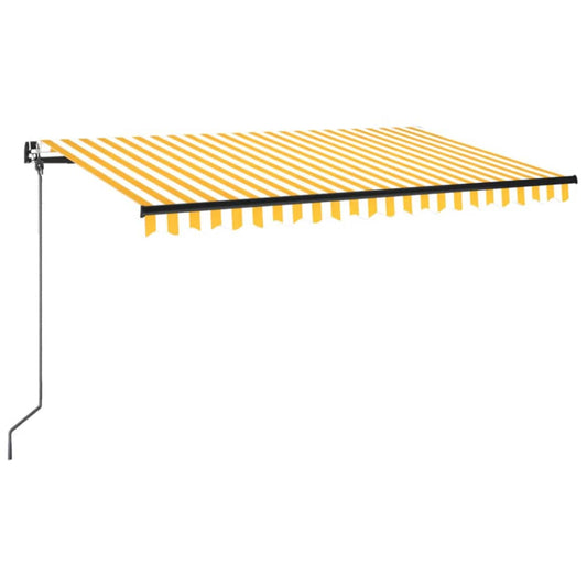 vidaXL Manual Retractable Awning with LED 400x350 cm Yellow and White