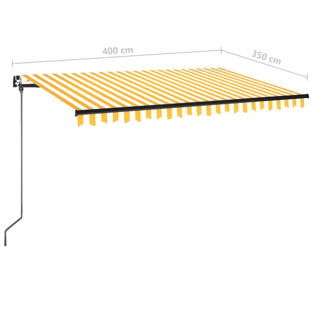vidaXL Manual Retractable Awning with LED 400x350 cm Yellow and White