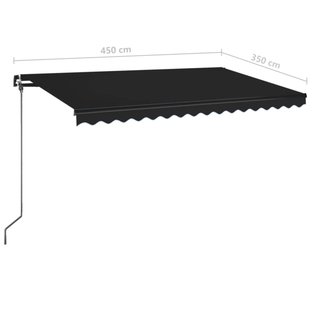 vidaXL Retractable Awning | Anthracite | Powder-coated aluminium | 450 x 350 cm