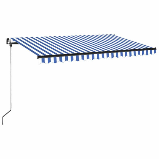 vidaXL Manual Retractable Awning with LED 450x350 cm Blue and White