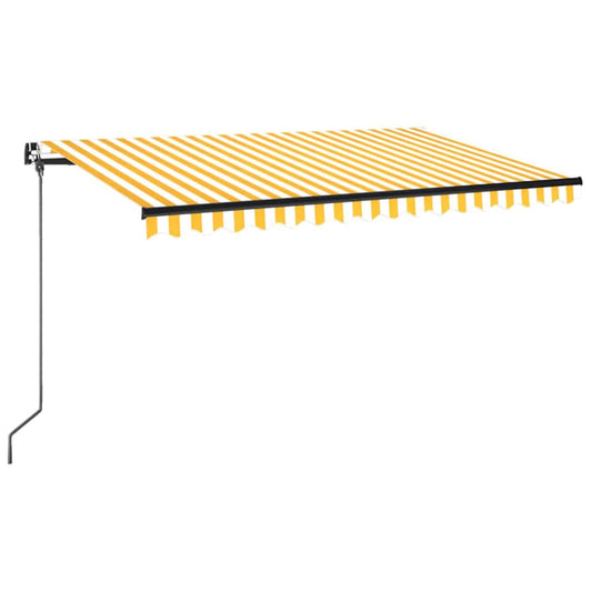 vidaXL Manual Retractable Awning with LED 450x350 cm Yellow and White