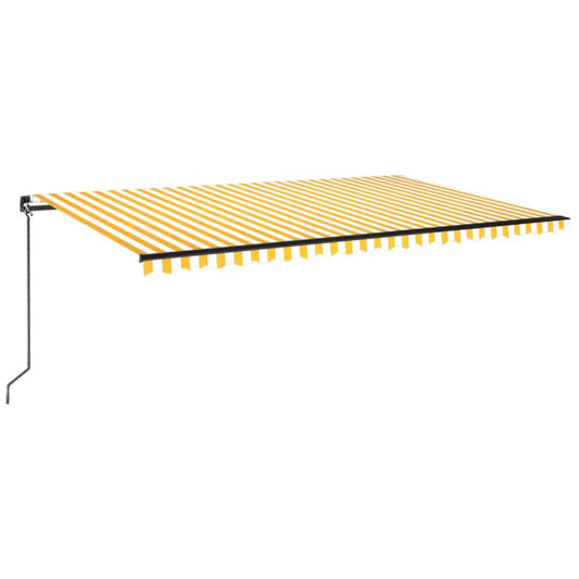 vidaXL Manual Retractable Awning with LED 500x350 cm Yellow and White