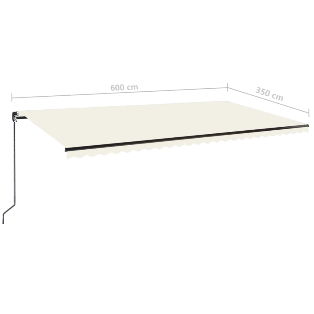 vidaXL Manual Retractable Awning 600x350 cm Cream