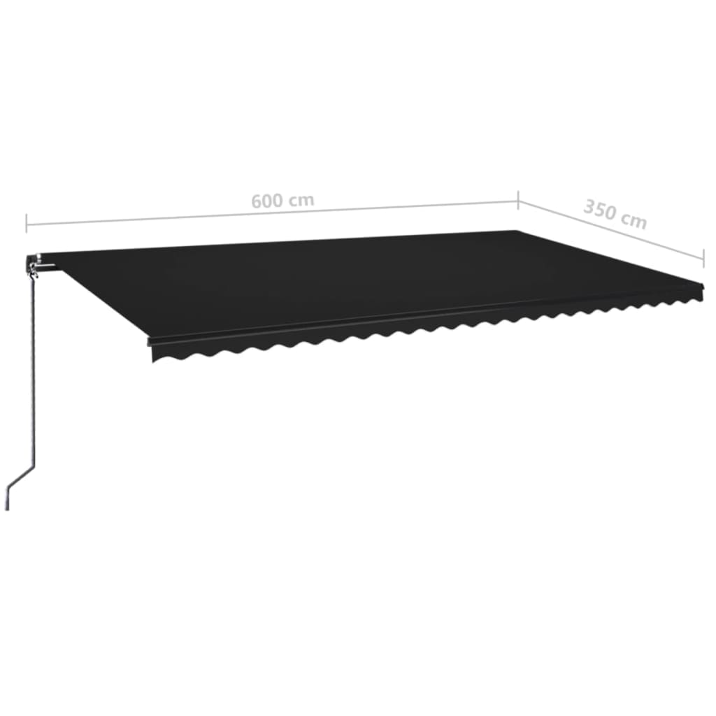 vidaXL Manual Retractable Awning 600x350 cm Anthracite