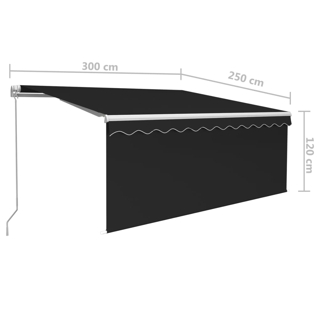 vidaXL Manual Retractable Awning with Blind&LED 3x2.5m Anthracite
