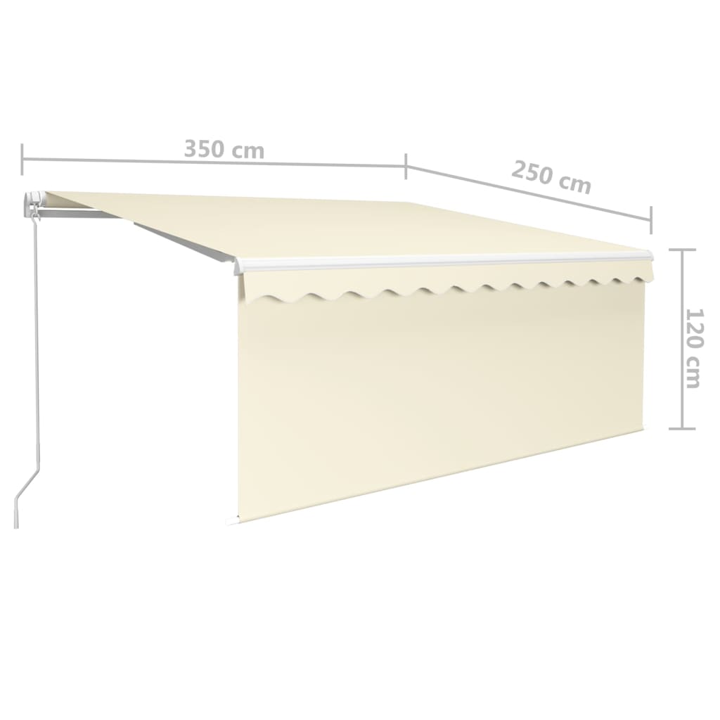vidaXL Manual Retractable Awning with Blind&LED 3.5x2.5m Cream