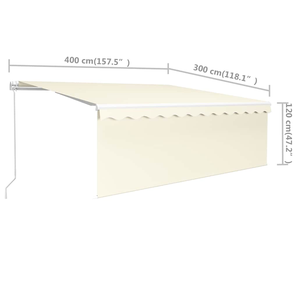 vidaXL Manual Awning 4 x 3 m Cream 100% Polyester