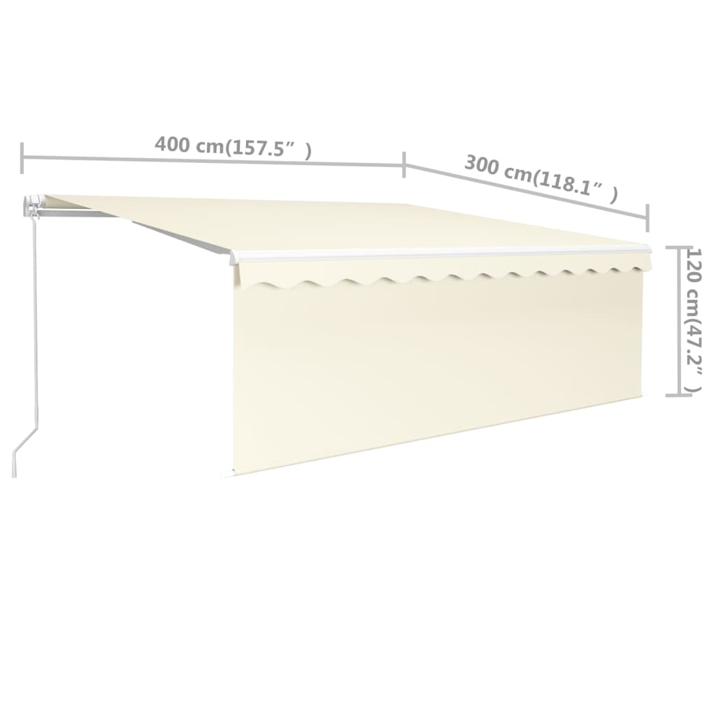 vidaXL Manual Retractable Awning with Blind 4x3m Cream