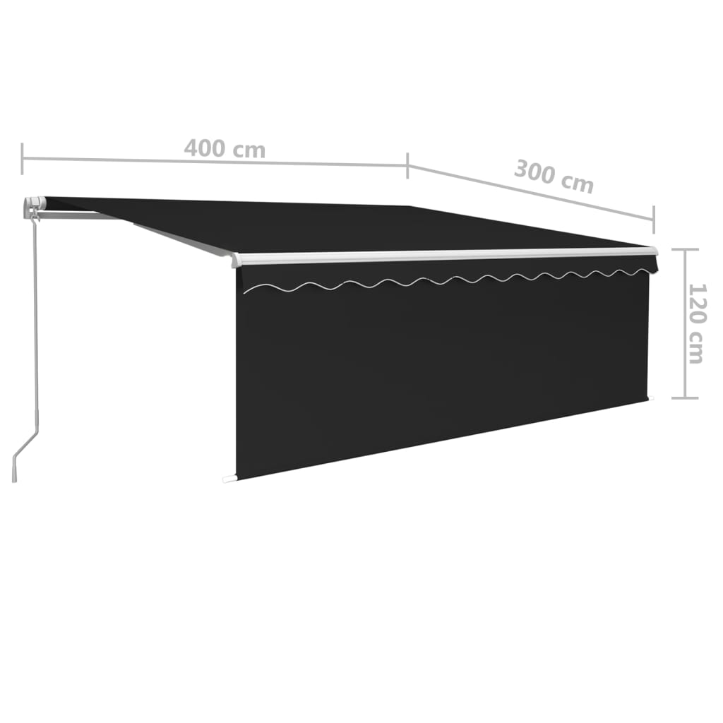 vidaXL Manual Awning with Solar LED 4 x 3 m Anthracite 100% Polyester