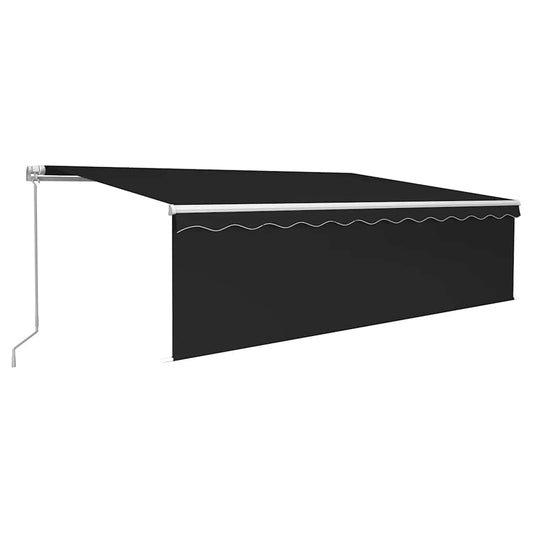 3069339 vidaXL Manual Retractable Awning with Blind 5x3m Anthracite (313193+46850+313291)