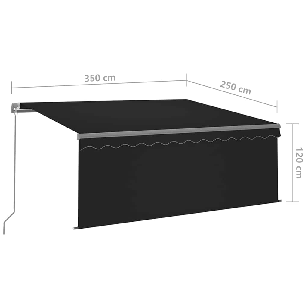 vidaXL Retractable Awning | Anthracite | Powder-coated aluminium | 3.5 x 2.5 m