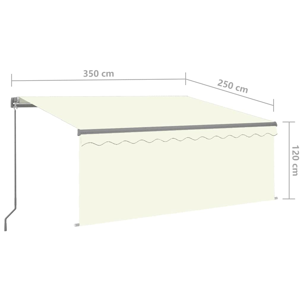 vidaXL Manual Awning with Solar LED 3.5 x 2.5 m Cream 100% Polyester