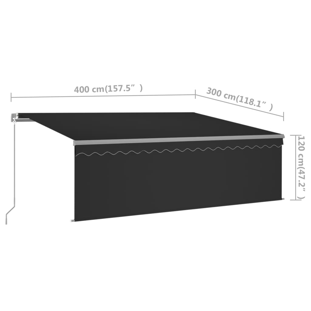 vidaXL Manual Retractable Awning with Blind 4x3m Anthracite