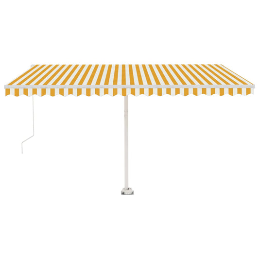 vidaXL Manual Retractable Awning with LED 450x300 cm Yellow and White