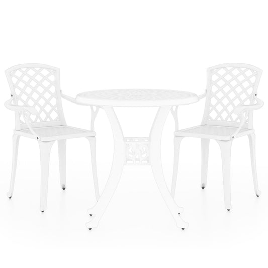 vidaXL Bistro Set | White | Cast Aluminium | Medium | Tough | Bistro Set | Round