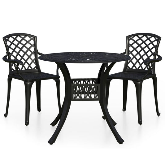 vidaXL Bistro Set | Black | Cast aluminium | Medium | Industrial | Bistro Set