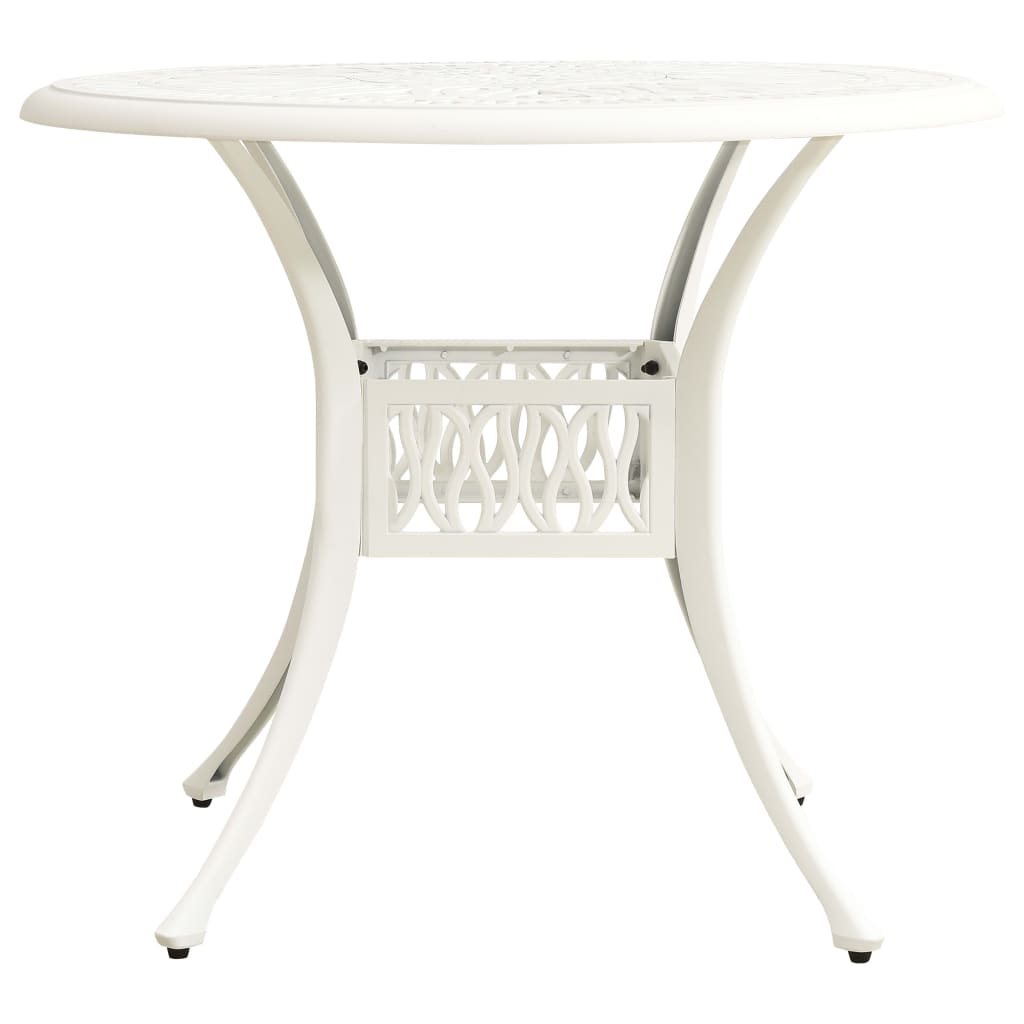 vidaXL Bistro Set | White | Cast Aluminium | Medium | Decorative Inlays