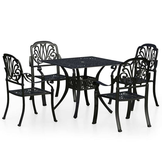 vidaXL Bistro Set | Black | Cast Aluminium | Large | Durable | Bistro Set