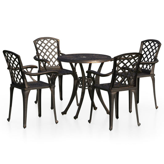 vidaXL Bistro Set | Bronze | Cast Aluminium | Standard | Decorative Inlays