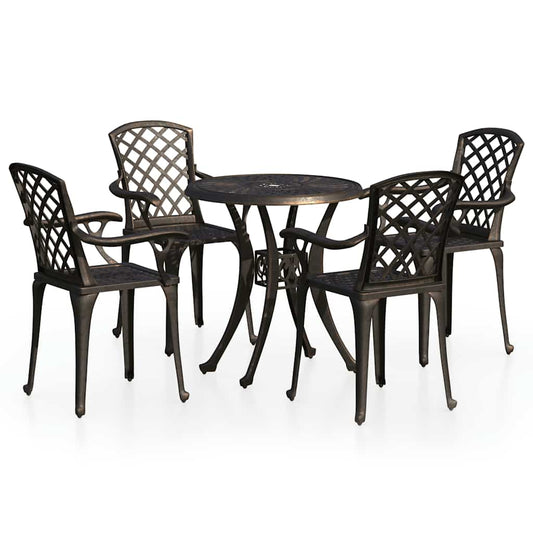 3070607 vidaXL 5 Piece Bistro Set Cast Aluminium Bronze (315571+315582)