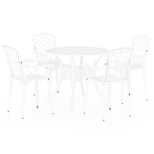 vidaXL 5 Piece Bistro Set Cast Aluminium White