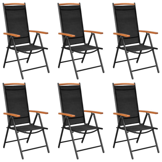 vidaXL Dining Set | Black | Powder-coated aluminium, textilene, WPC | Foldable